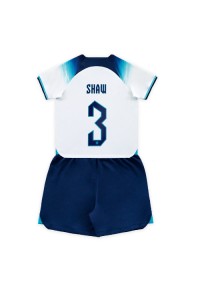 Fotbalové Dres Anglie Luke Shaw #3 Dětské Domácí Oblečení MS 2022 Krátký Rukáv (+ trenýrky)